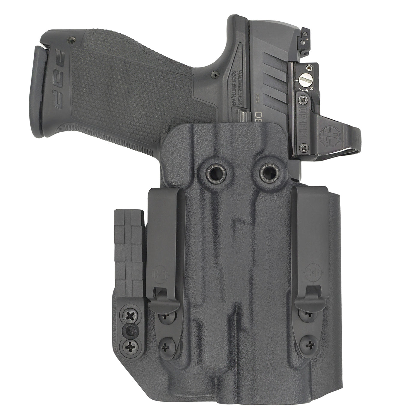 C&G Holsters custom IWB ALPHA UPGRADE Tactical M&P 10/45 Streamlight TLR7/A in holstered position