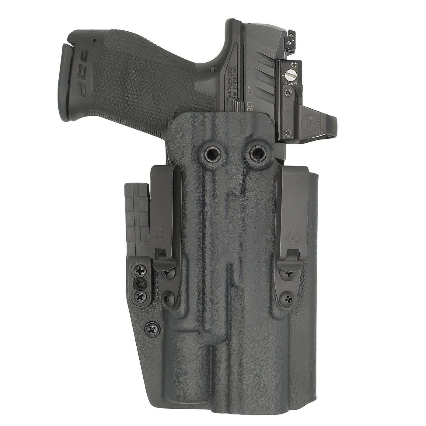 C&G Holsters custom IWB ALPHA UPGRADE Tactical H&K VP9 Surefire X300 in holstered position