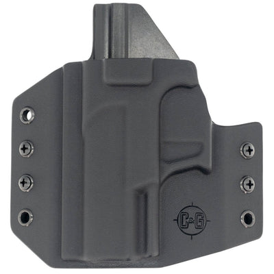 This is a C&G Holsters Covert series outside the waistband for the Walther PK380 in left hand.