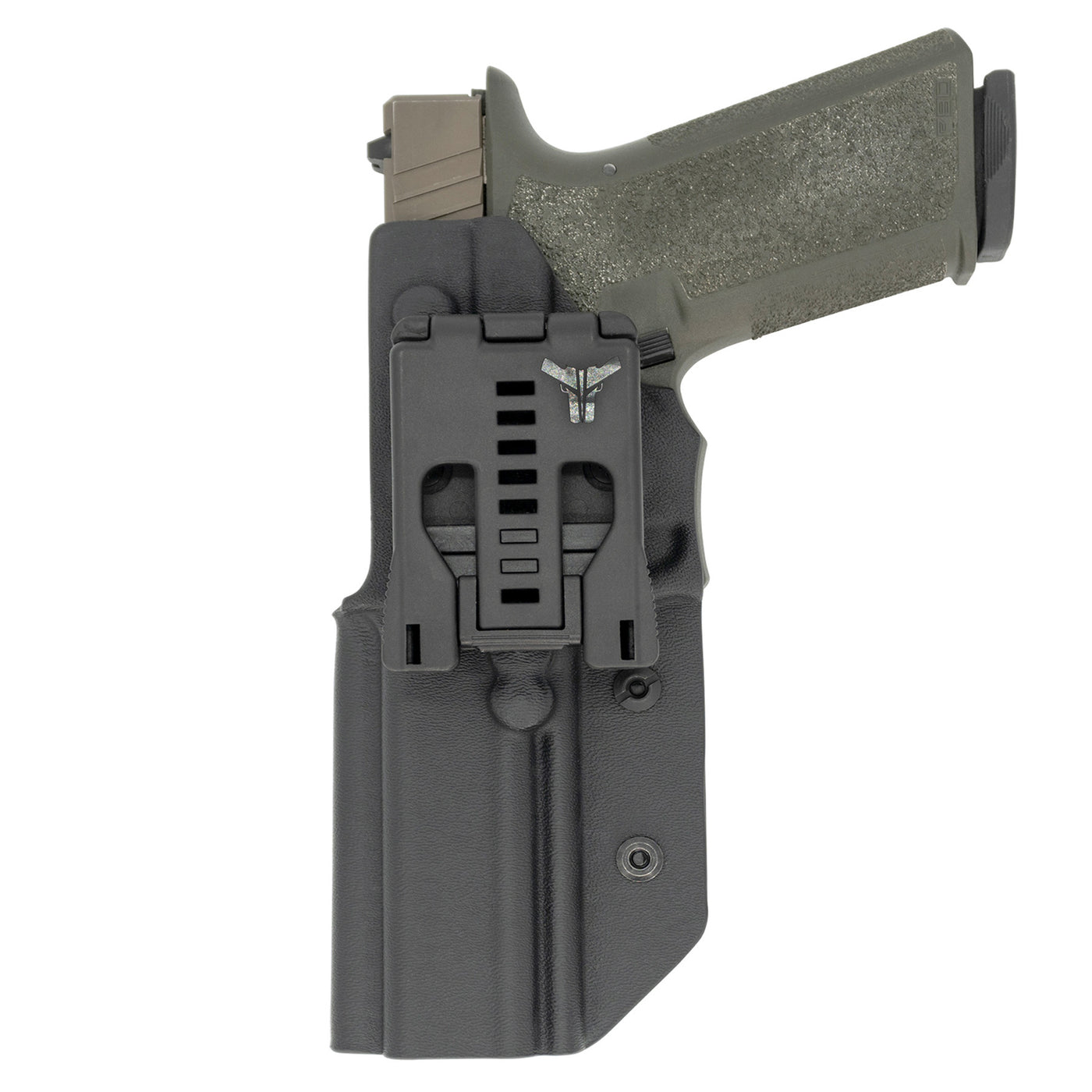 This is the rear of the C&G Holsters USPSA and IDPA holster for the Polymer80 PF940V2. Glock 34 length slide.