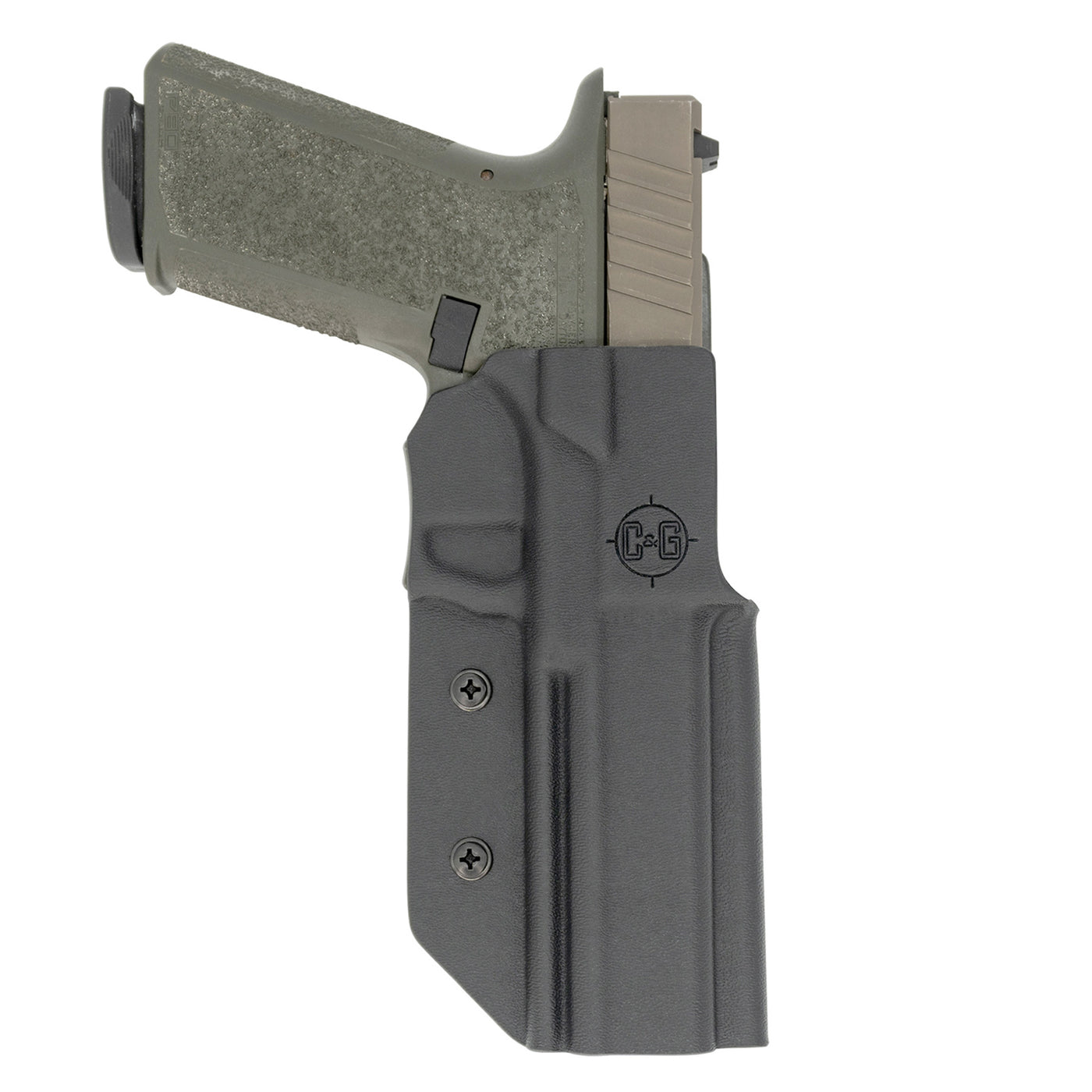 This is the C&G Holsters USPSA and IDPA holster for the Polymer80 PF940V2. Glock 34 length slide.