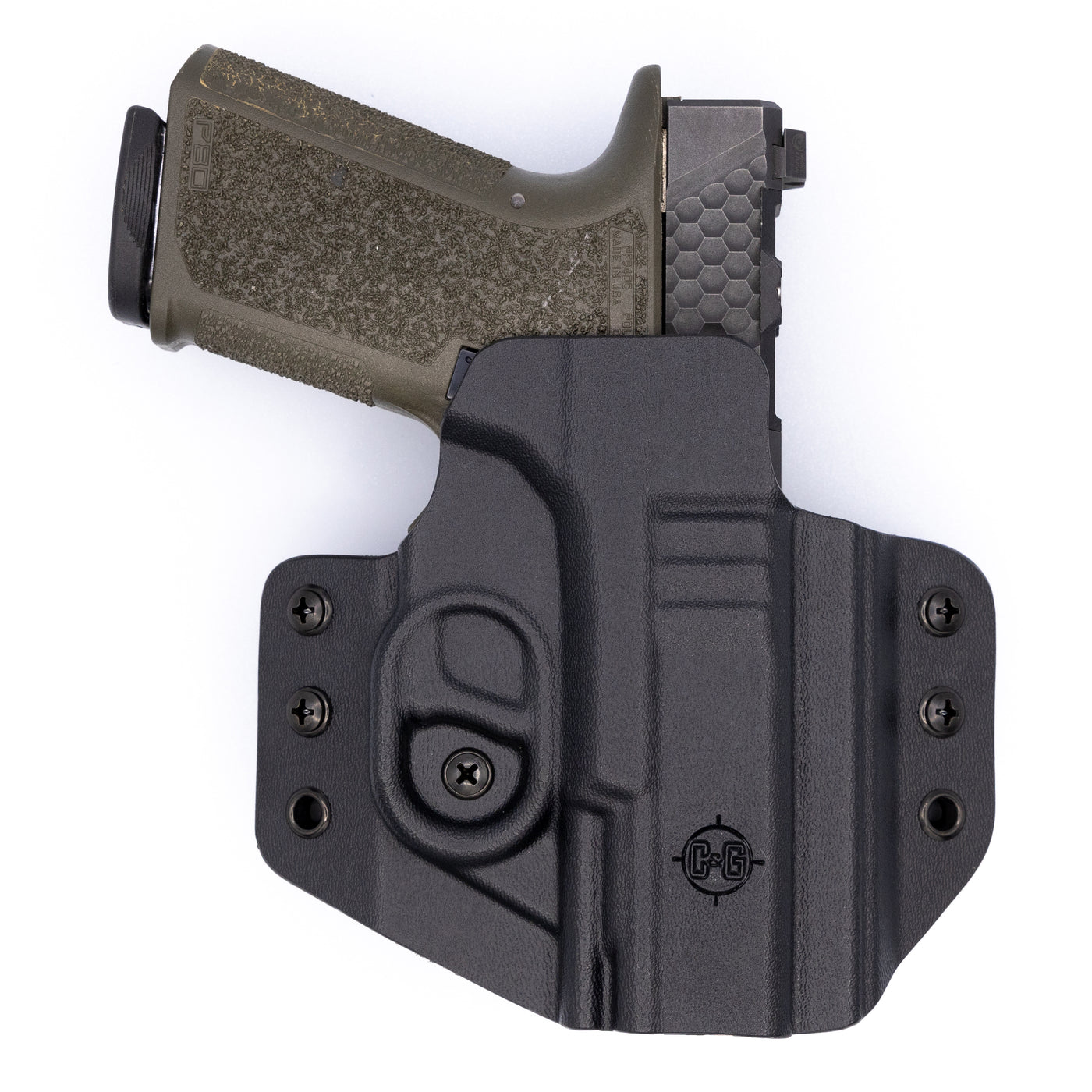 C&G Holsters OWB Outside the waistband Holster for the Polymer80 Poly80 PF9/40v2 PF9/40c in holstered position