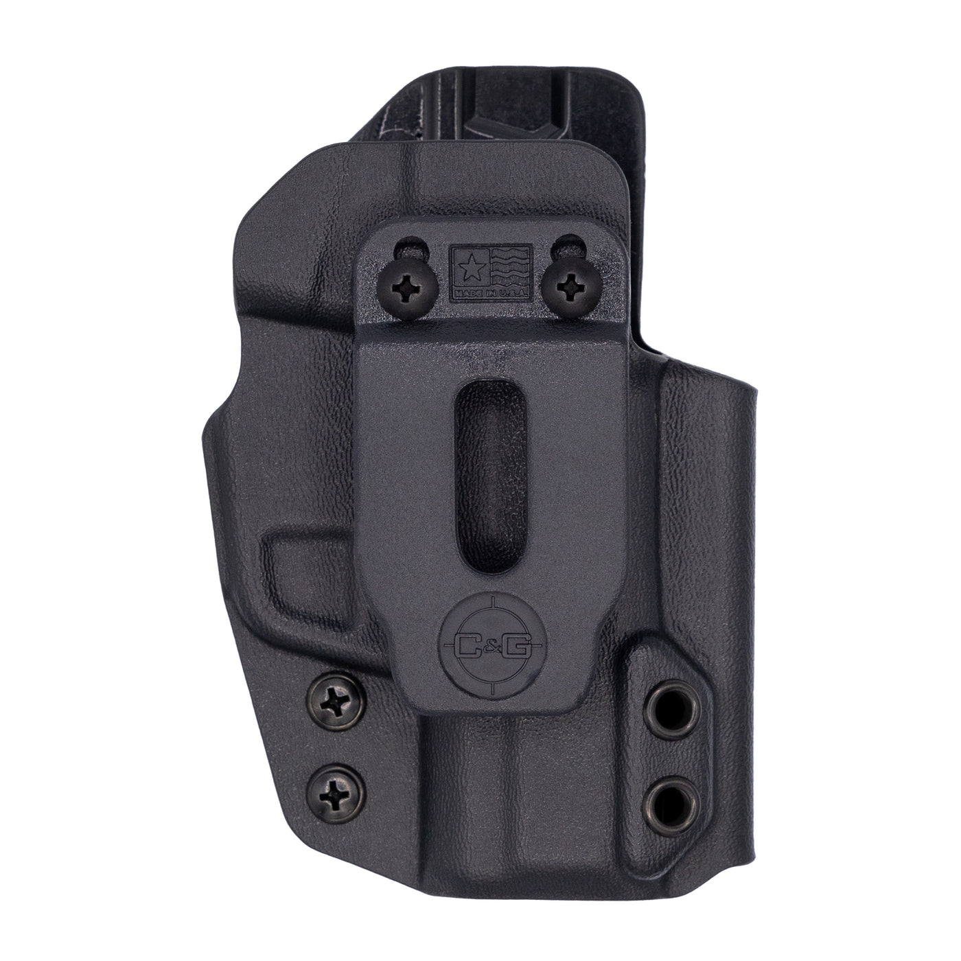 Shown is the custom C&G Holsters IWB inside the waistband Holster for the Ruger MAX9.