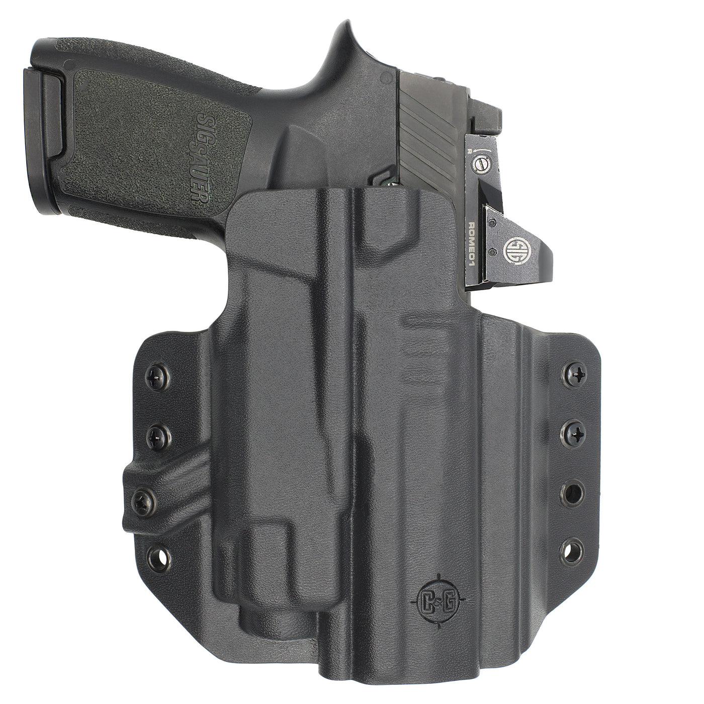 C&G Holsters quickship OWB Tactical SIG P320 streamlight TLR8 holstered