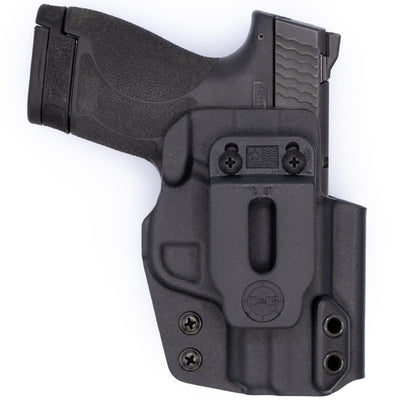 This is the front of the C&G Holsters quick ship Covert IWB kydex holster for Smith & Wesson M&P Shield 9/40 in black