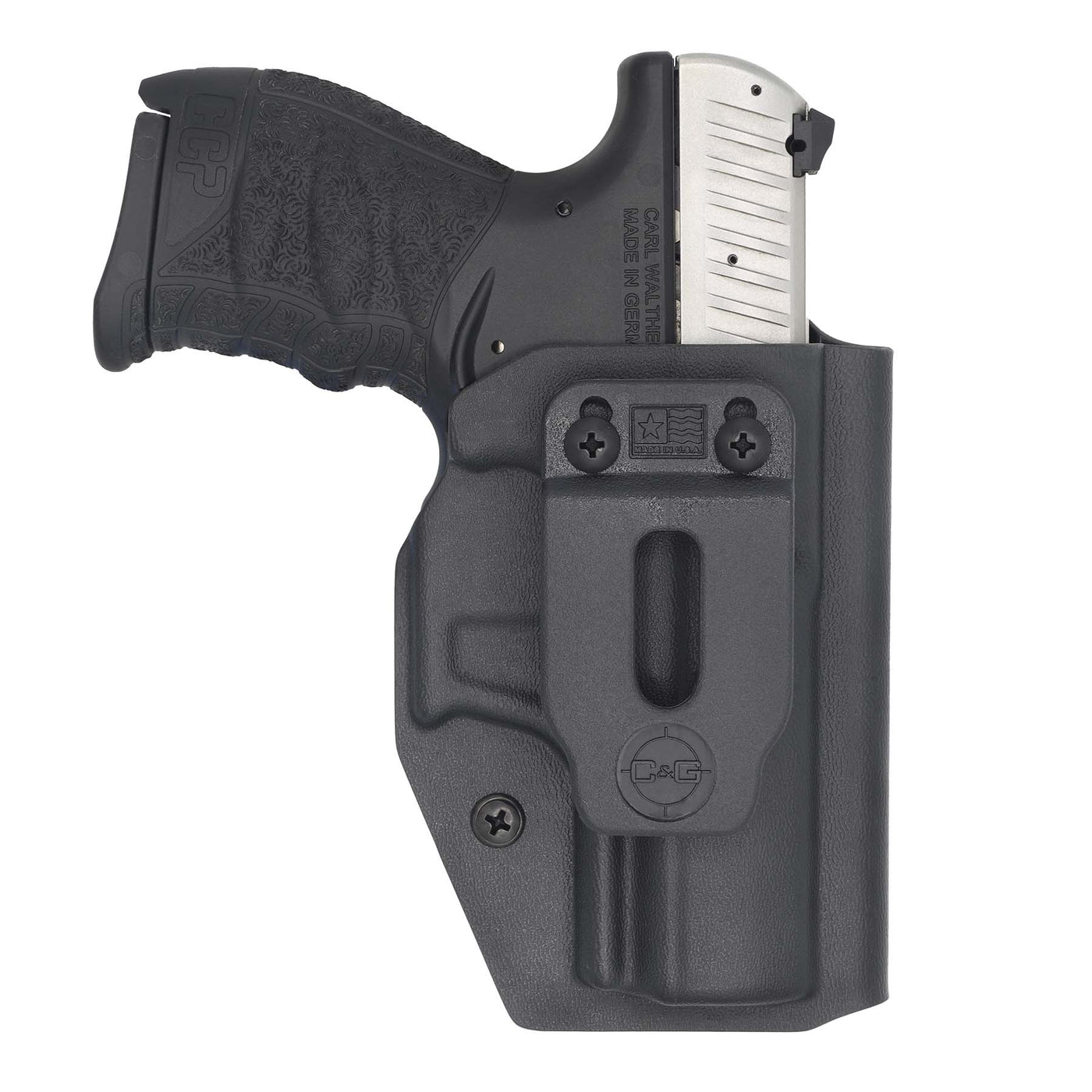 C&G Holsters IWB inside the waistband Holster for the Walther CCP holstered position