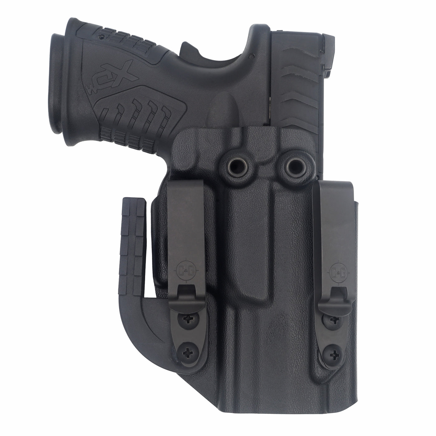 This is the Alpha upgraded quickship C&G Holsters inside the waistband holster for the Springfield XDm OSP Compact Dragonfly 3.6" with the Darkwing claw and DCC Mod4 clips.
