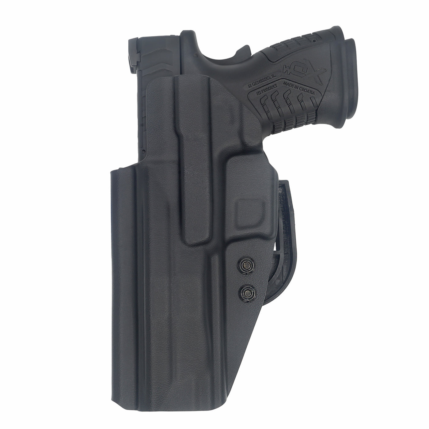 C&G Holsters Quickship IWB ALPHA UPGRADE Covert Springfield XDm 5.25" in holstered position back view