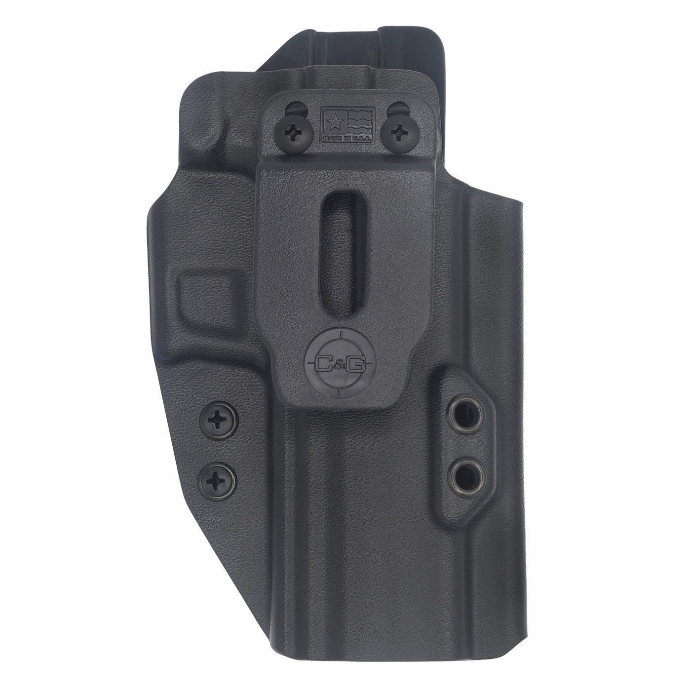 This is the C&G Holsters Inside the waistband Covert series holster for the Springfield XDm Elite OSP Dragonfly 4.25" in right hand and black.