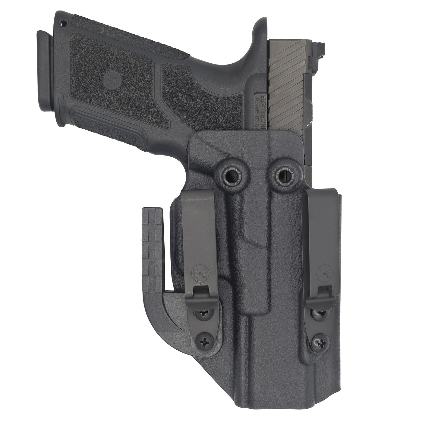 ZEV Technologies OZ9c in a C&G Holsters Inside the waistband ALPHA holster in right hand.