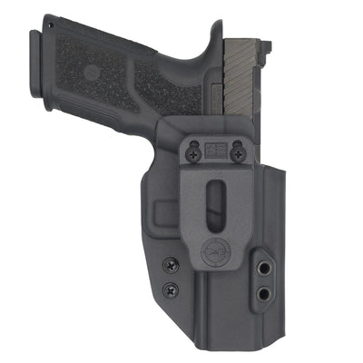 ZEV Technologies OZ9c in a C&G Holsters Inside the waistband Covert holster in right hand holstered.