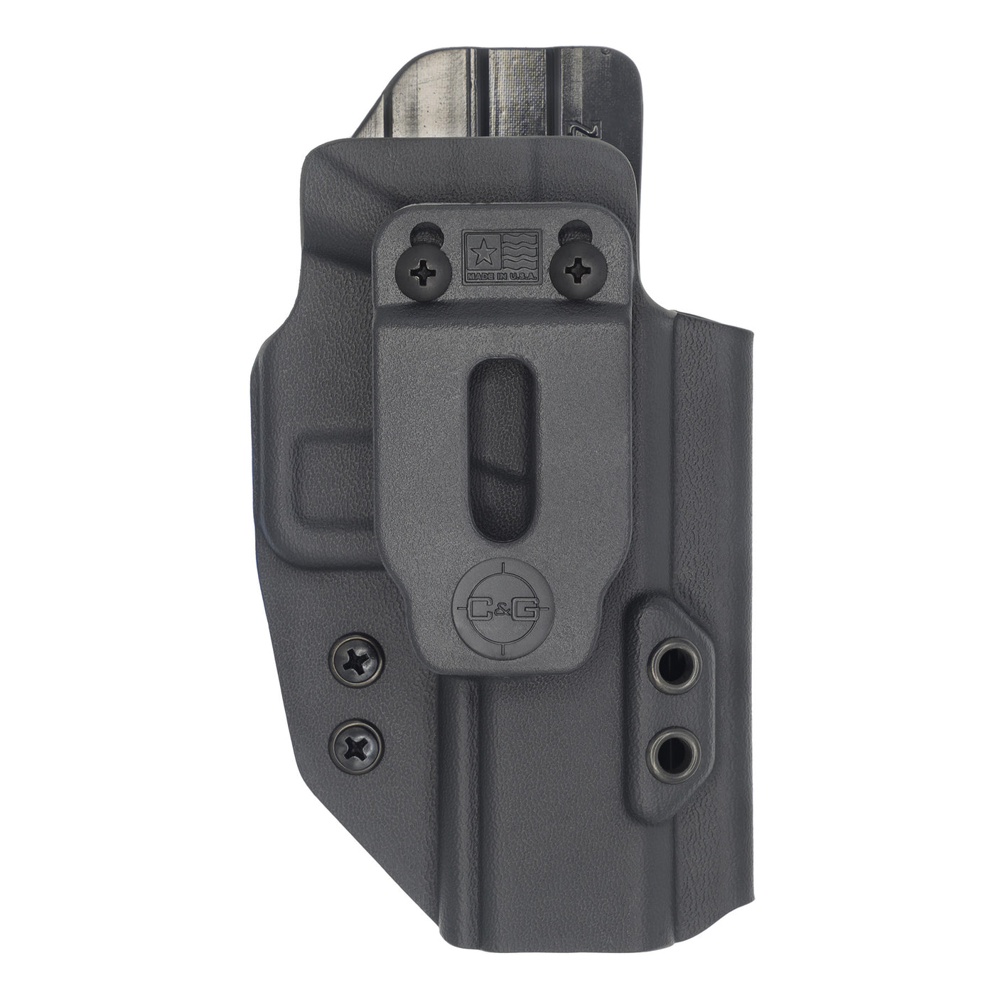 ZEV Technologies OZ9c in a C&G Holsters Inside the waistband Covert holster in right hand.